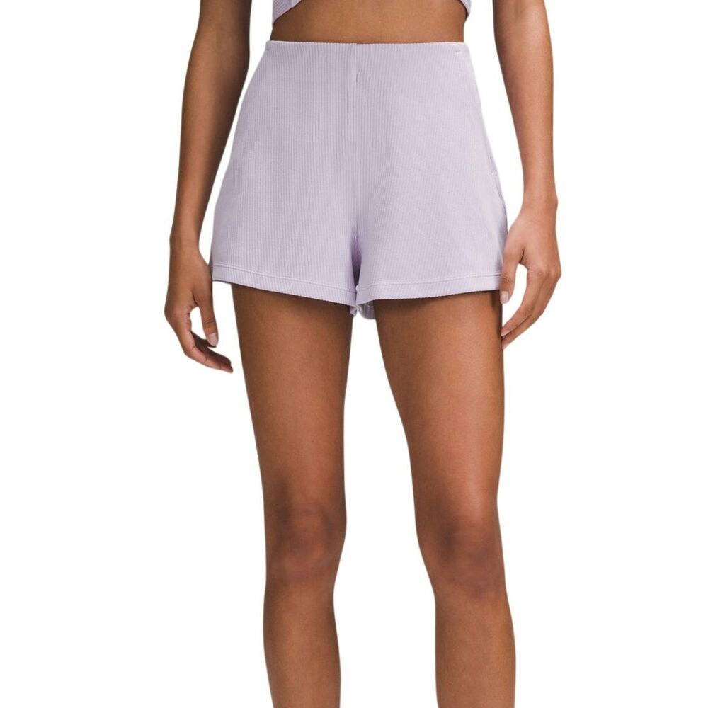 Lululemon Ribbed Softstreme High-Rise Short 2" Lilac Ether Purple Sz 14